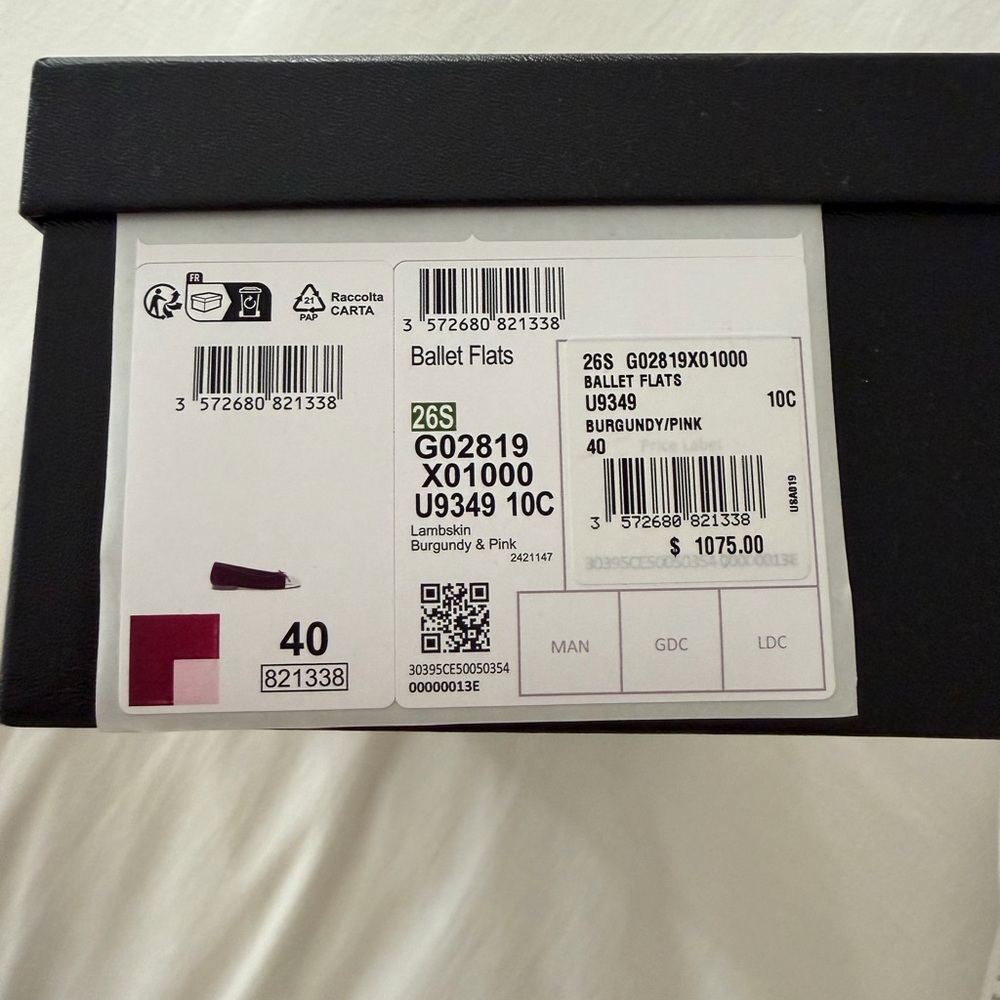 CHANEL Burgundy and Pink Lambskin Leather Ballet Flats - Picture 5 of 5